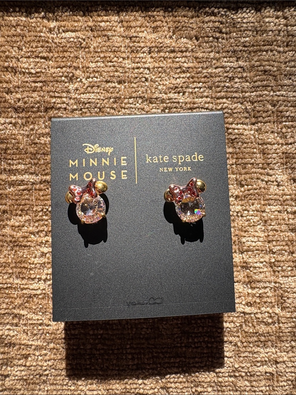 kate spade Minnie Mouse Crystal Pink & Gold Stud Earrings